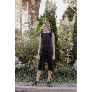 Ilana Kohn slate grey Kate sleeveless cotton twill relaxed fit culotte jumpsuit